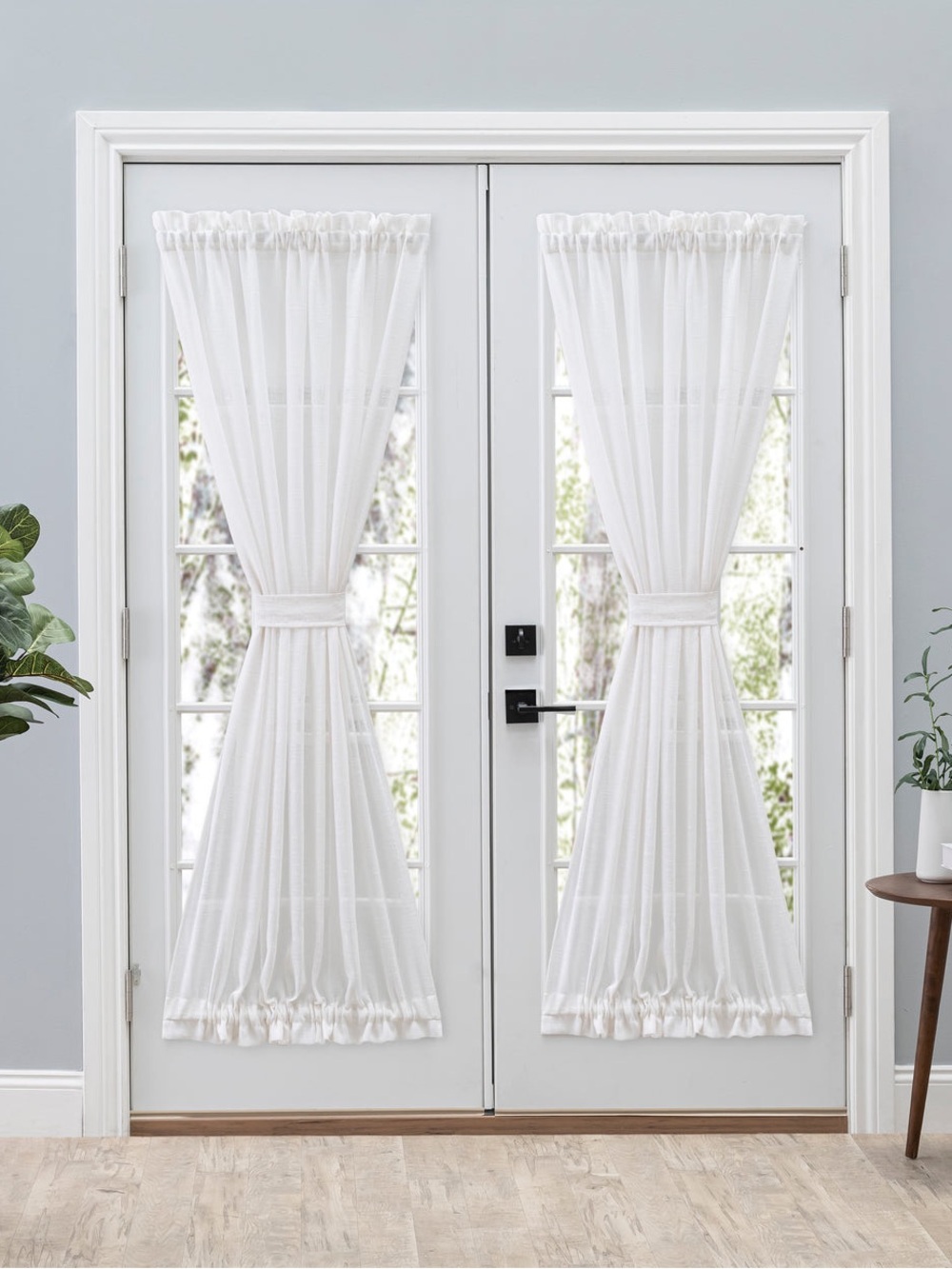 Ricardo Shannon Premium Slubbed Linen Door Curtain Panel White 52x72 TWO FLAW